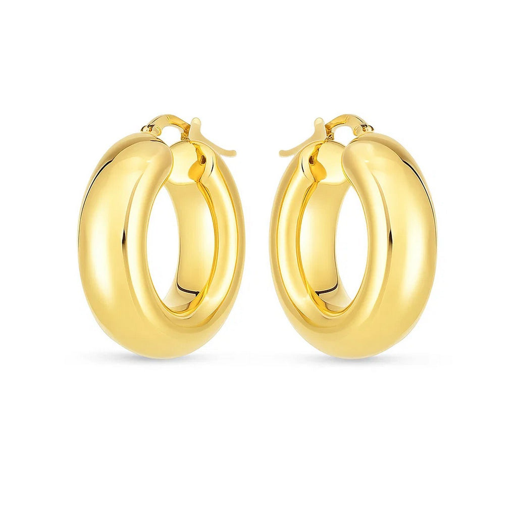 Medium Puffy Hoops in 14K Yellow Gold