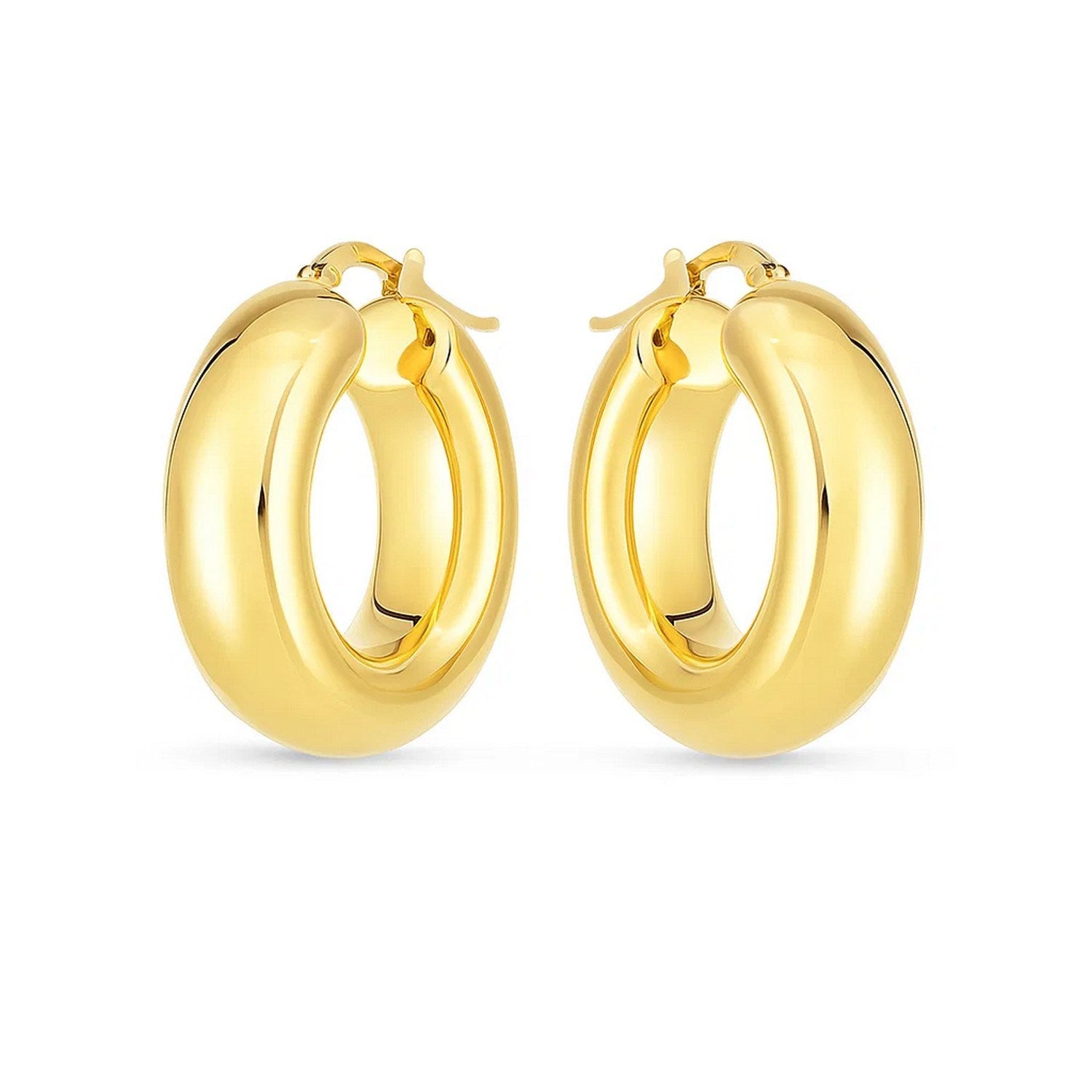 Medium Puffy Hoops in 14K Yellow Gold