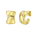 Puffed X C Hoops in 14K Yellow Gold