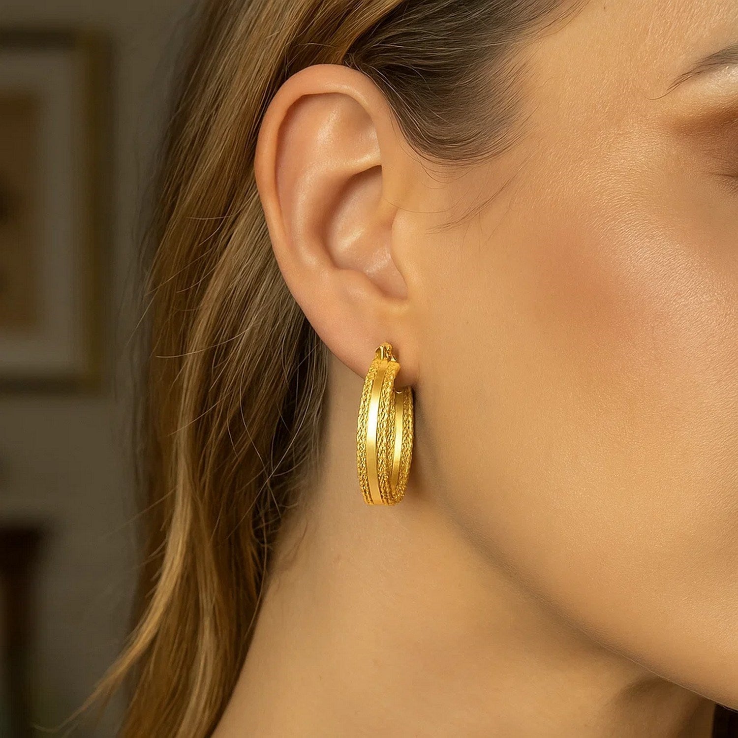 Sparkle Spring Hoop in 14K Yellow Gold