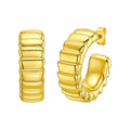 Ribbed C Hoop in 14K Yellow Gold