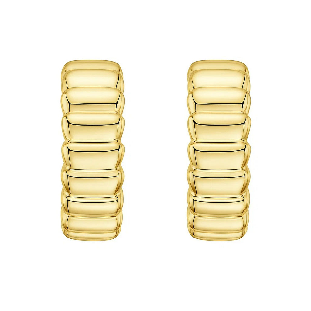 Ribbed C Hoop in 14K Yellow Gold