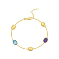 Oval Gemstone and Bead in 14KT Yellow Gold