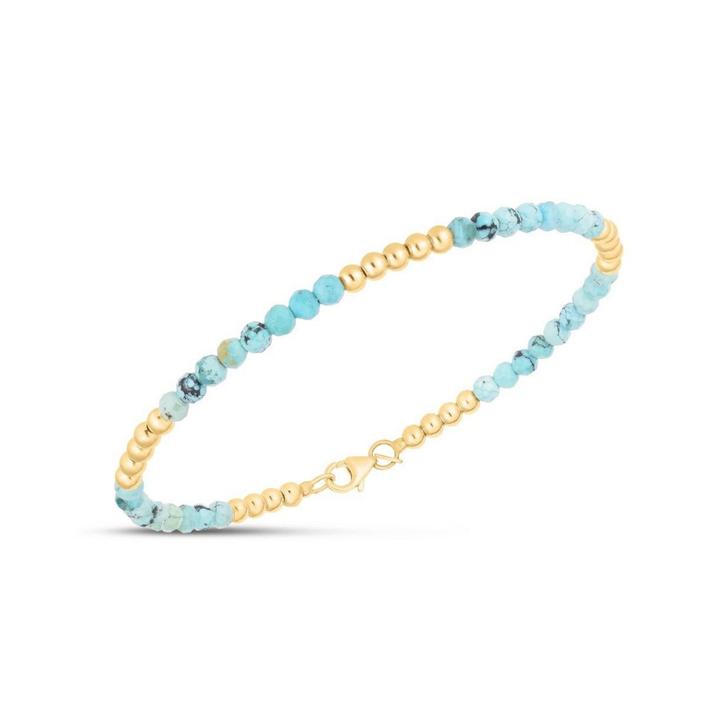 Turquoise Pallina Bead in 14KT Yellow Gold