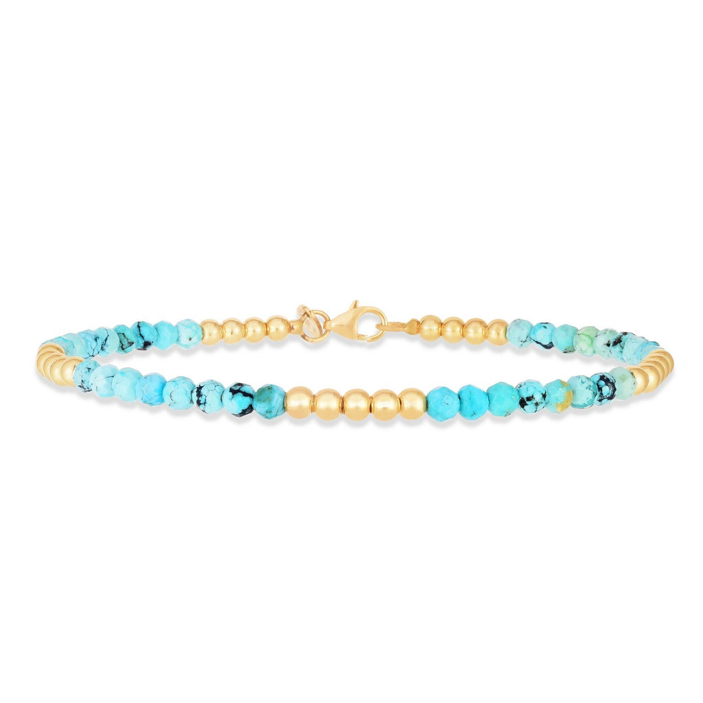 Turquoise Pallina Bead in 14KT Yellow Gold