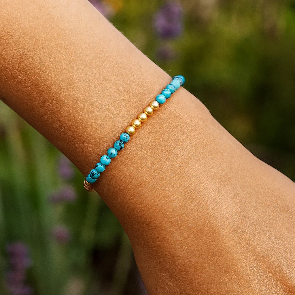 Turquoise Pallina Bead in 14KT Yellow Gold