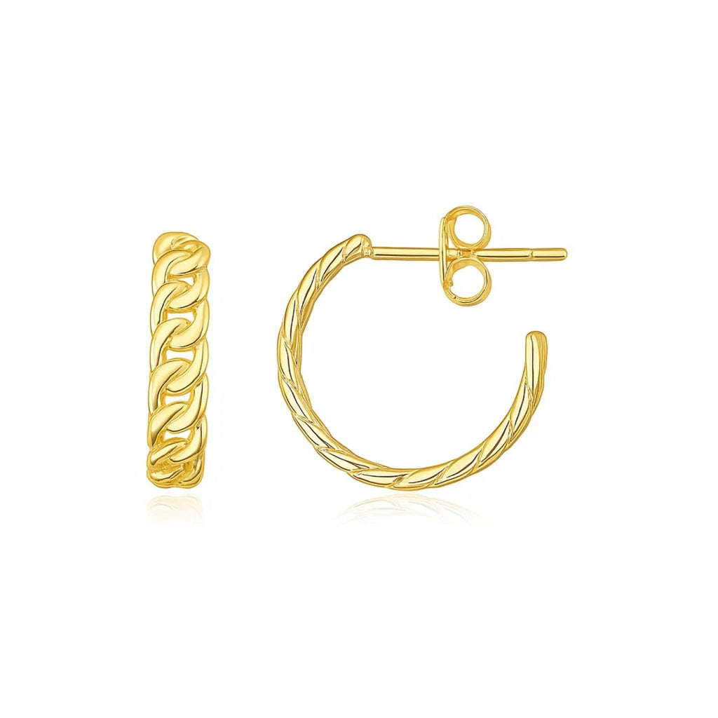 Slender Curb Chain Hoop in 14K Yellow Gold