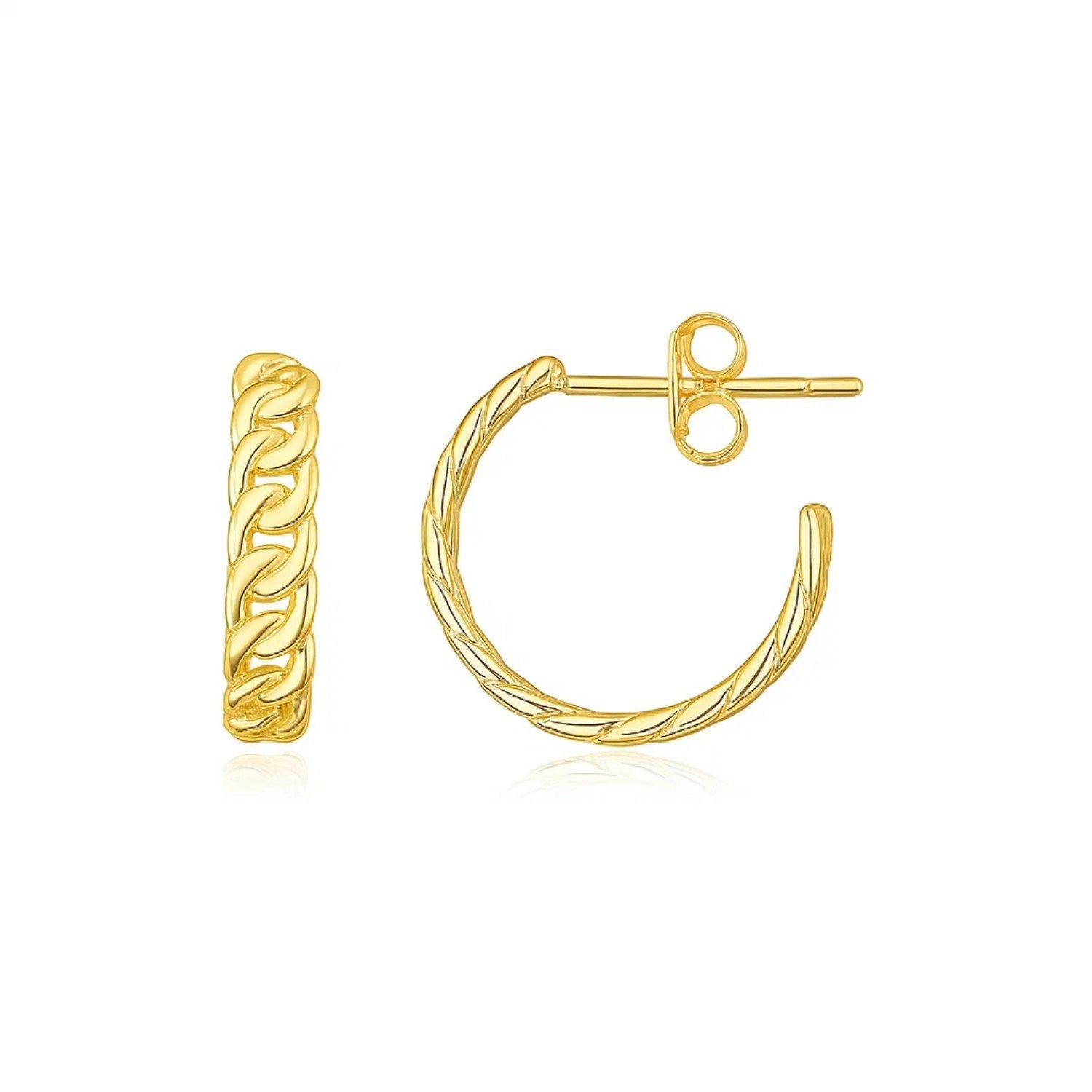 Slender Curb Chain Hoop in 14K Yellow Gold