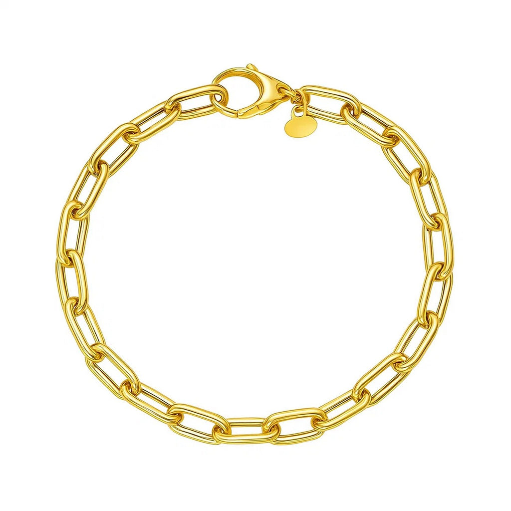 Charm Lock Paperclip Chain in 14KT Yellow Gold