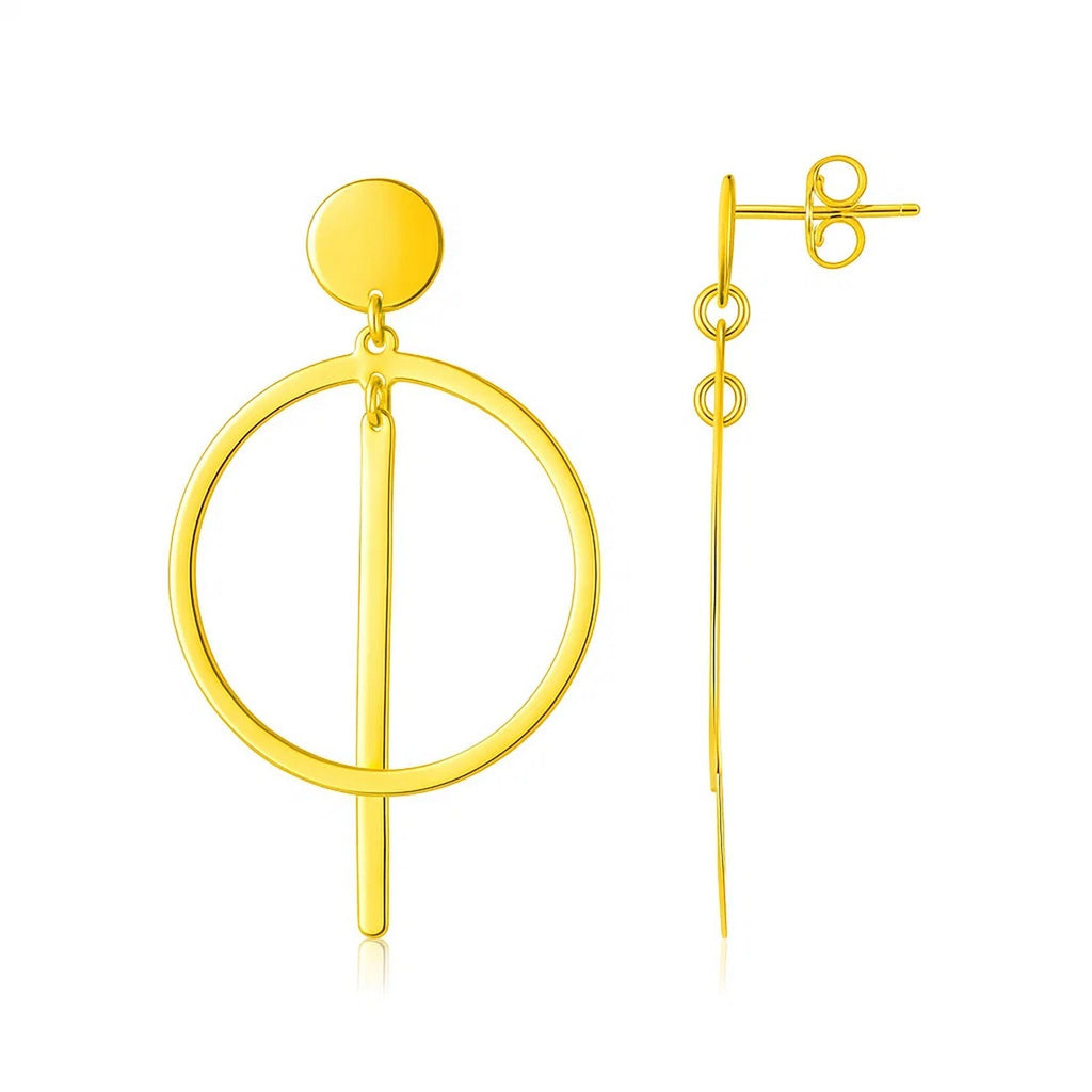 Polished Circle and Bar in 14K Yellow Gold
