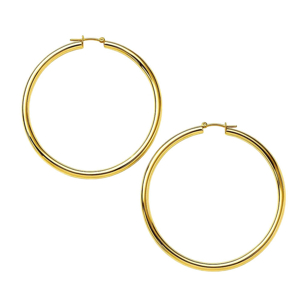 Polished Large Round Hoop in 14K Yellow Gold