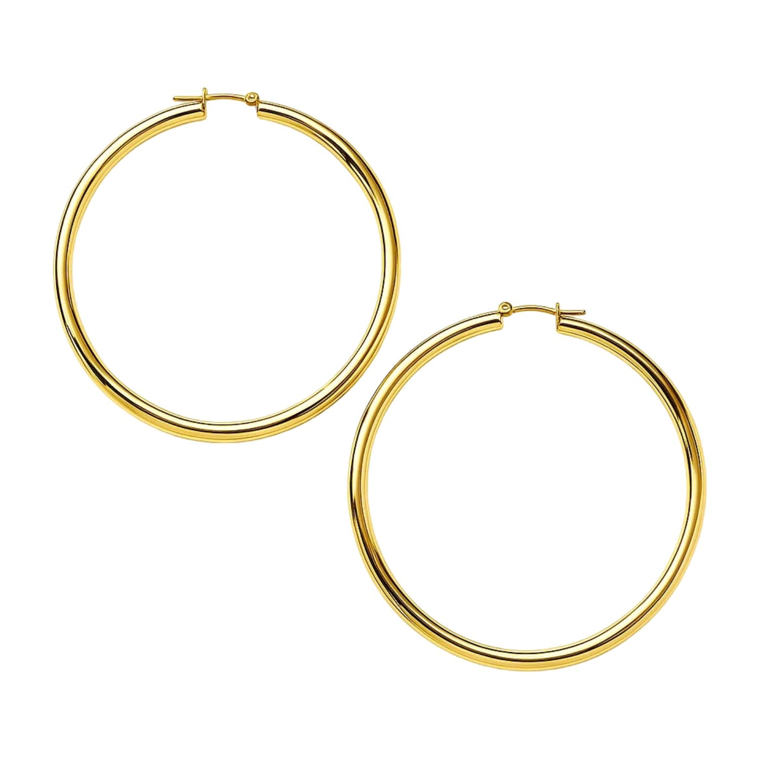 Polished Large Round Hoop in 14K Yellow Gold
