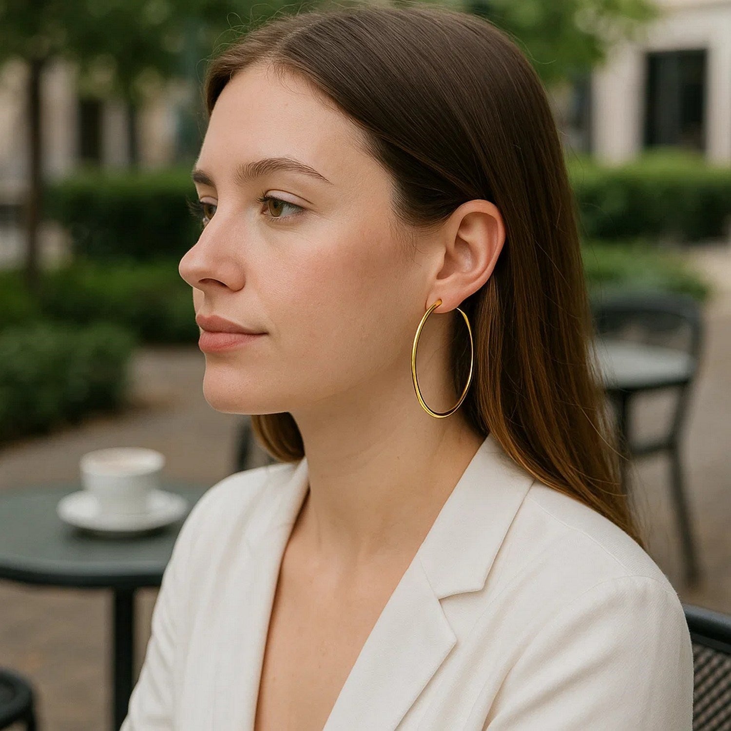 Polished Large Round Hoop in 14K Yellow Gold