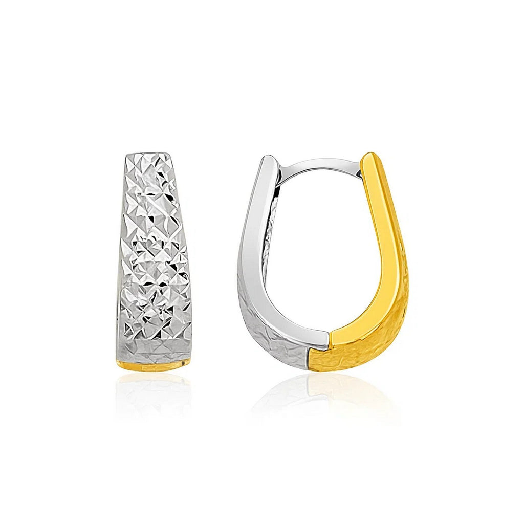 Oval Diamond Cut Textured in 14K Two-Tone Gold