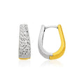 Oval Diamond Cut Textured in 14K Two-Tone Gold
