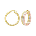 Polished Trinity Tube Hoop in 14K Yellow Gold