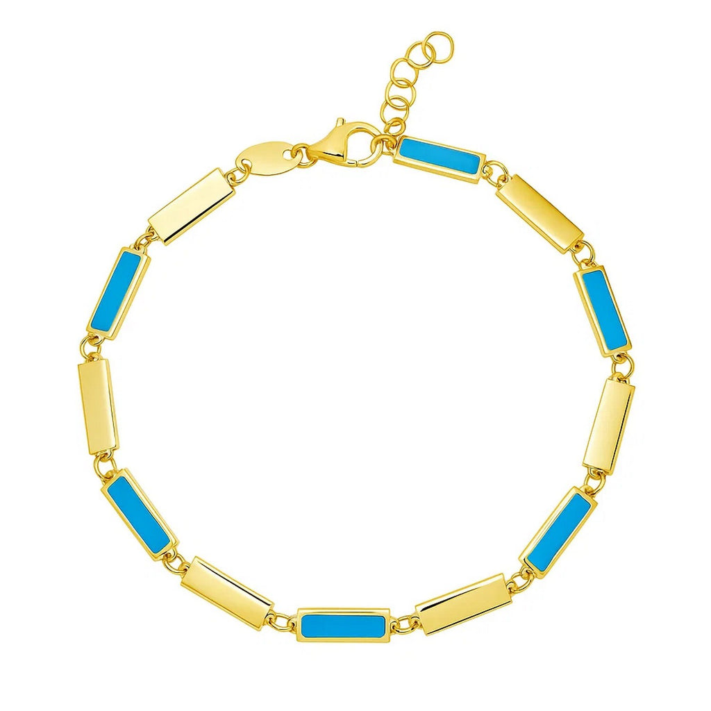 Turquoise Rectangle Links in 14KT Yellow Gold