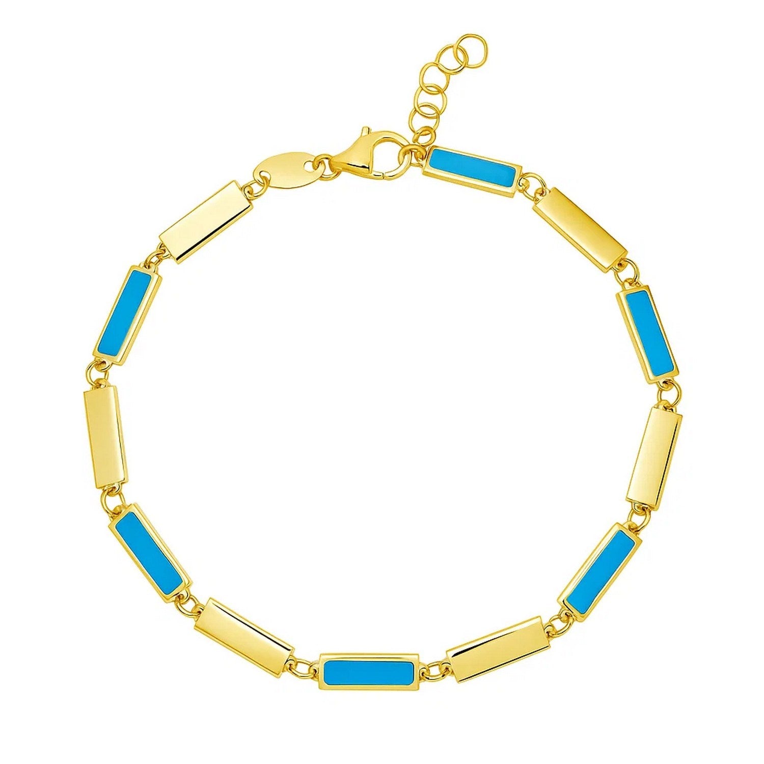 Turquoise Rectangle Links in 14KT Yellow Gold