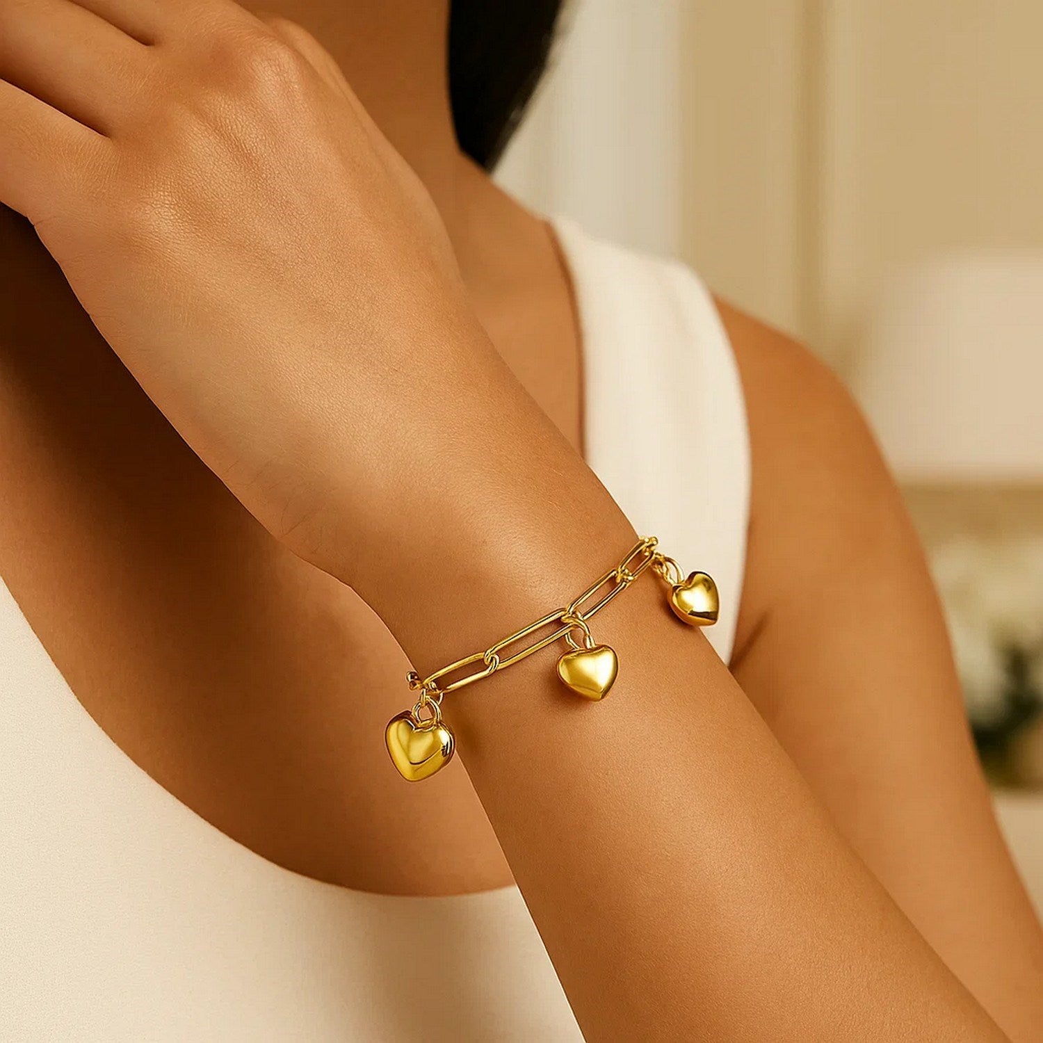 Puffed Heart Charm in 14KT Yellow Gold