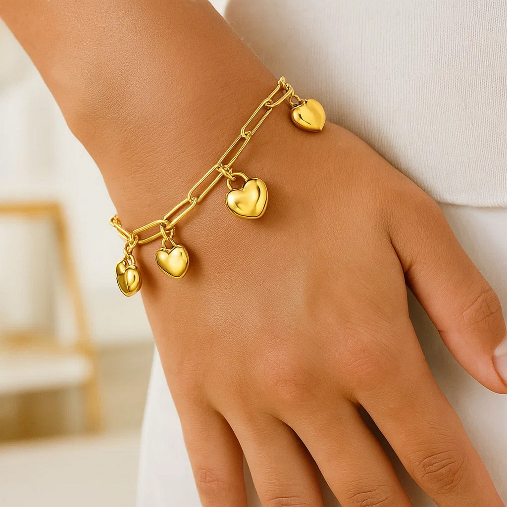 Puffed Heart Charm in 14KT Yellow Gold