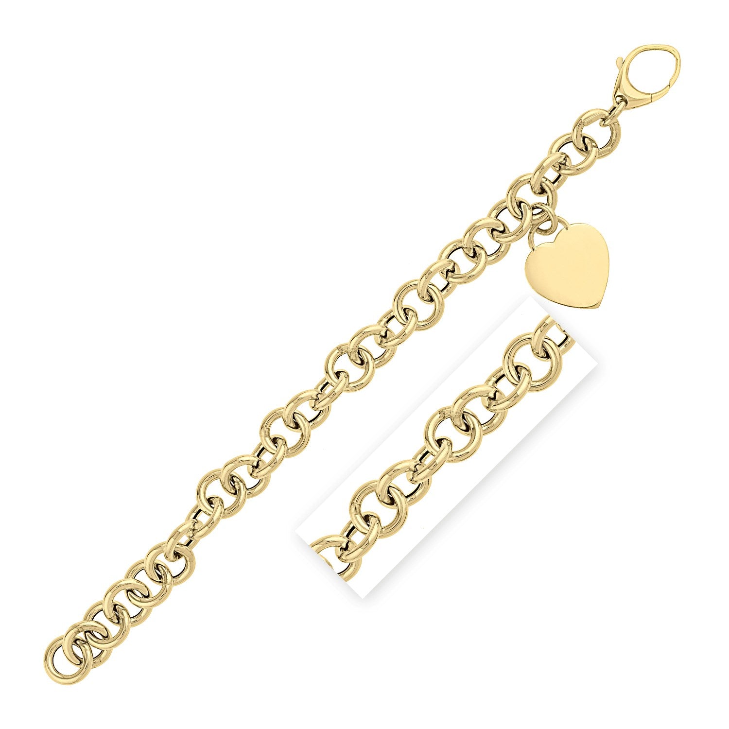 Heart Tag with Rolo Link in 14KT Yellow Gold