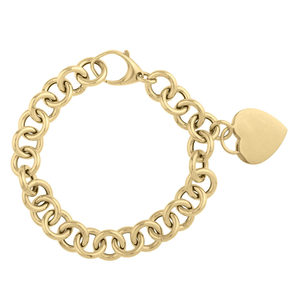 Heart Tag with Rolo Link in 14KT Yellow Gold