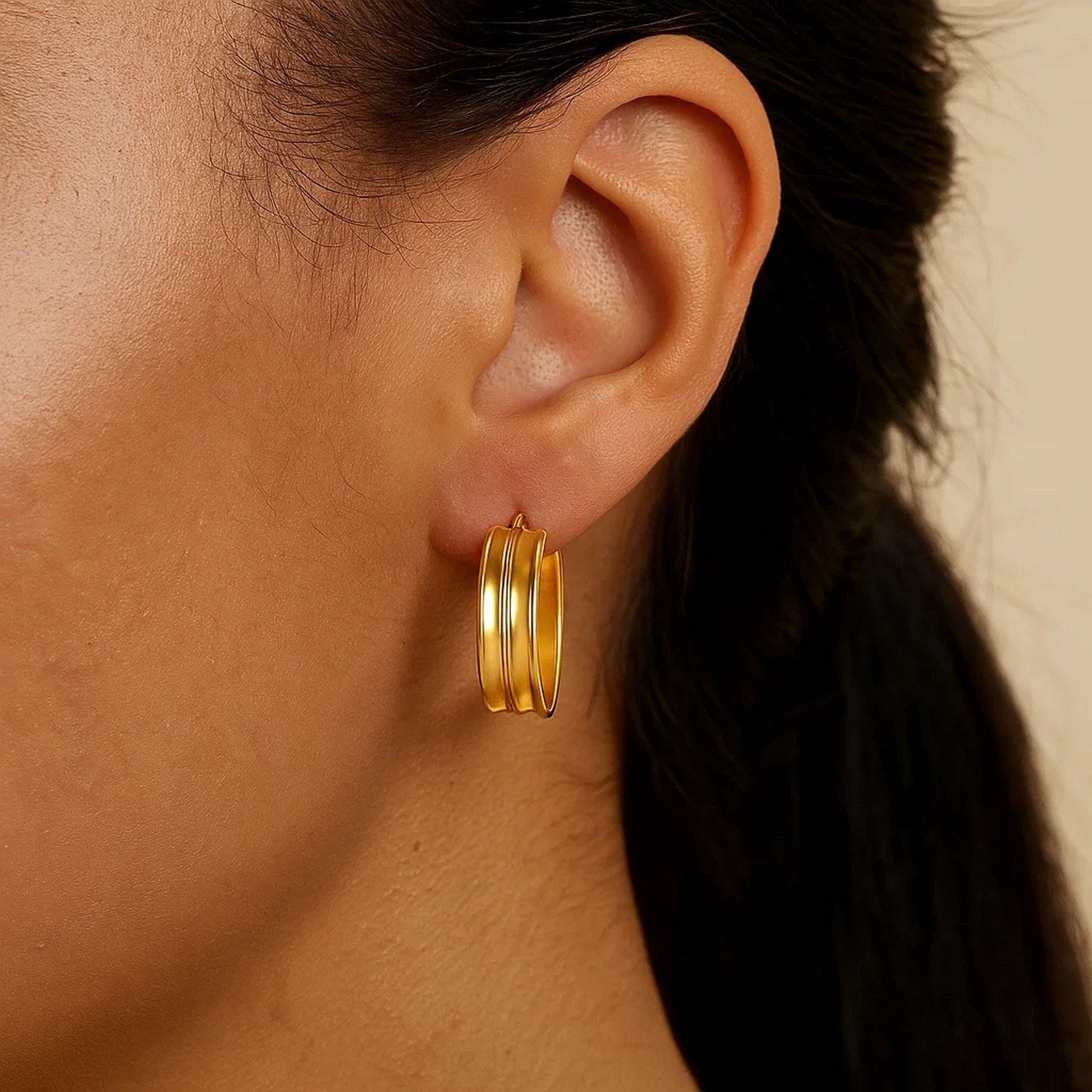 Large Concave Hoop in 14K Yellow Gold