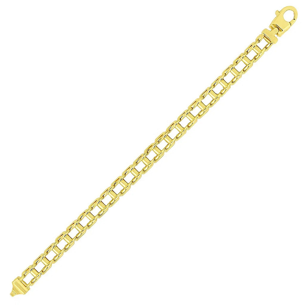 Mens with Rail Motif Links in 14KT Yellow Gold