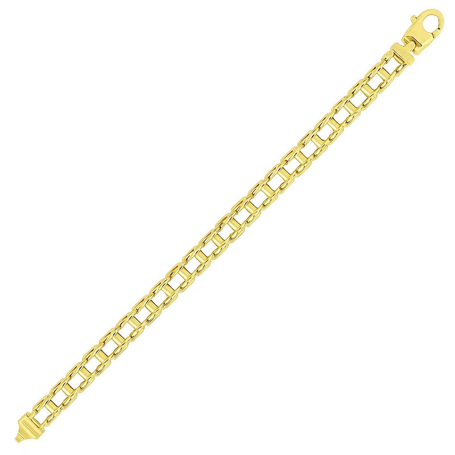 Mens with Rail Motif Links in 14KT Yellow Gold