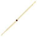 Garnet Curb Chain in 14KT Yellow Gold
