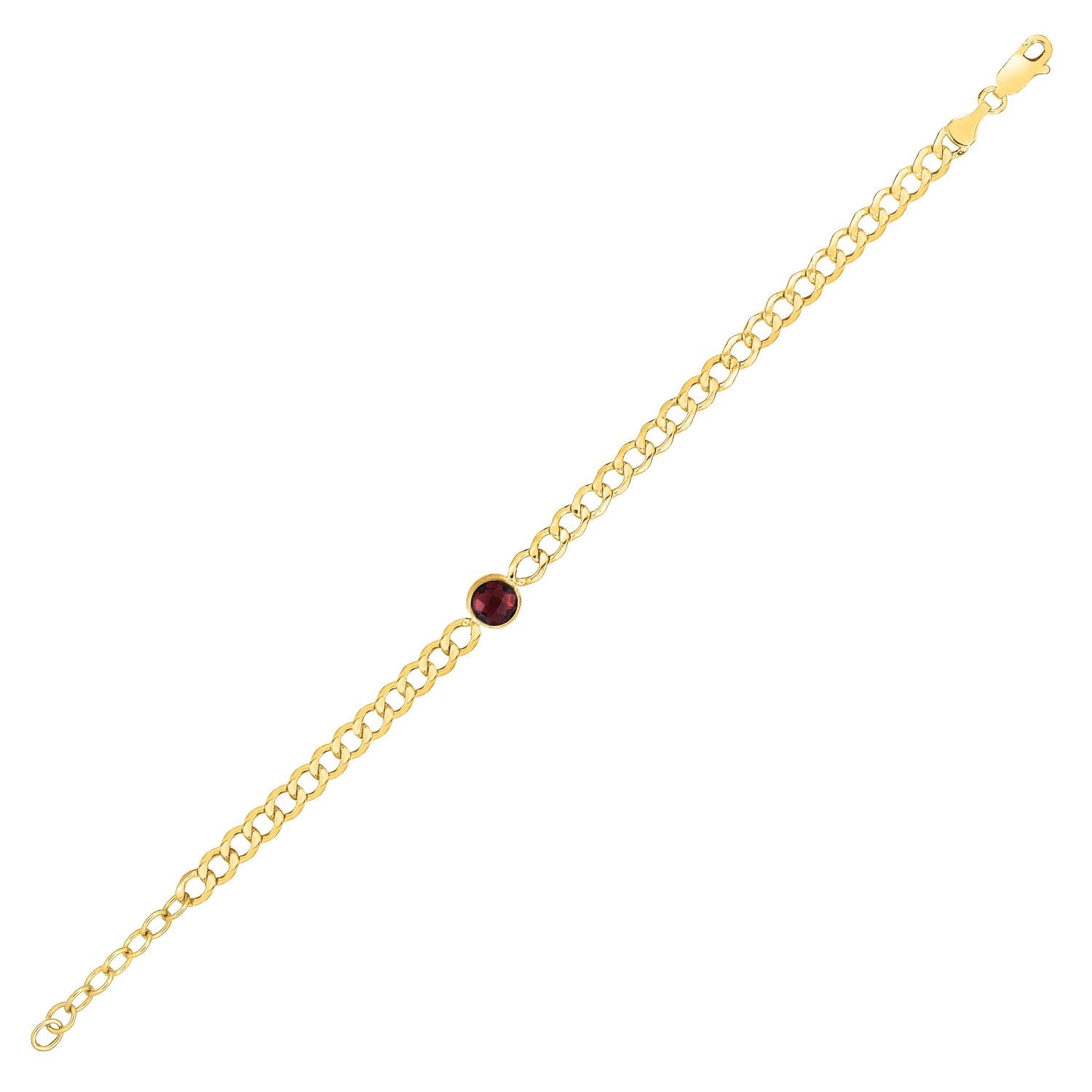 Garnet Curb Chain in 14KT Yellow Gold