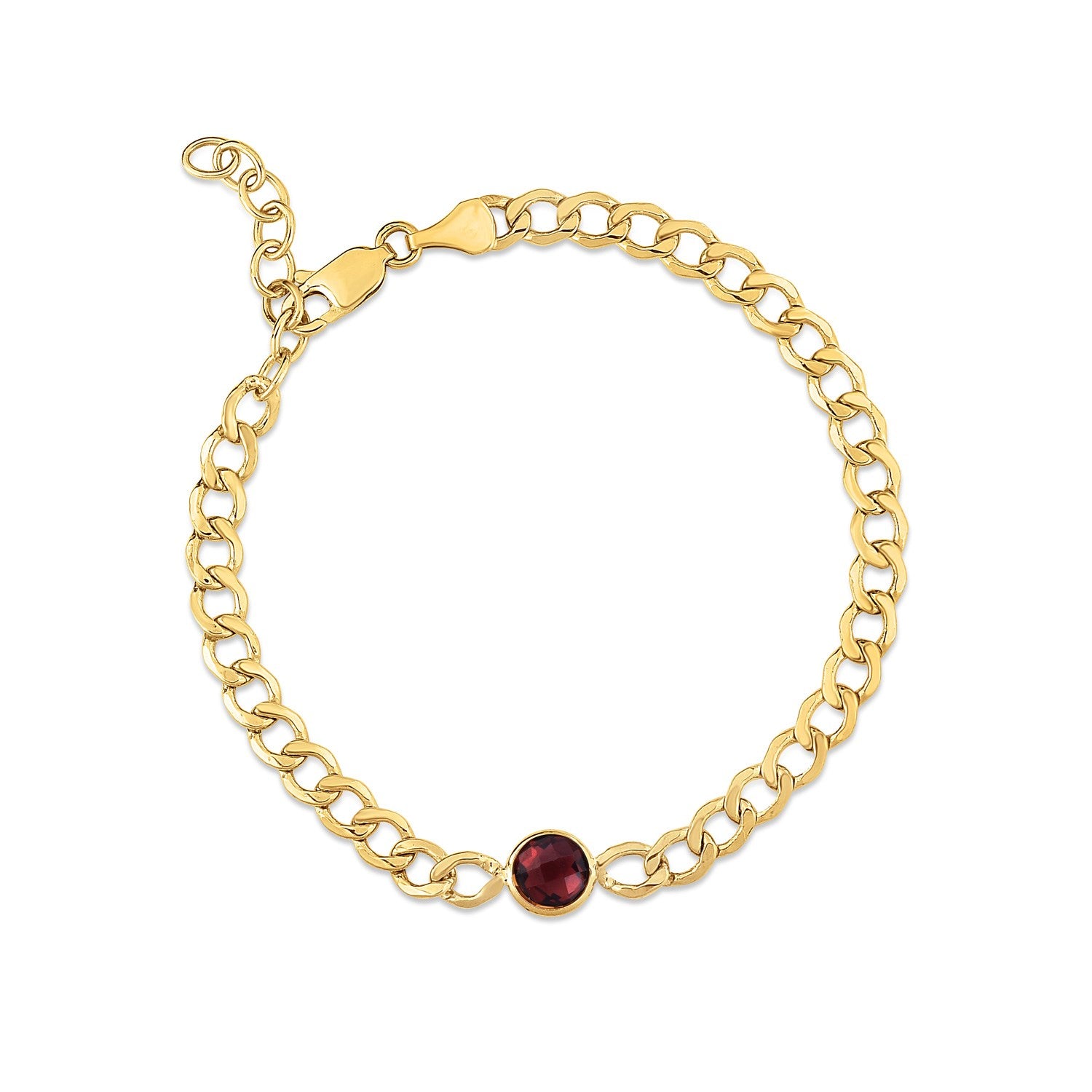 Garnet Curb Chain in 14KT Yellow Gold