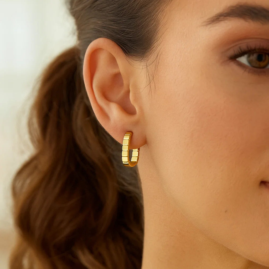 Fancy Oval Hoop in 14K Yellow Gold