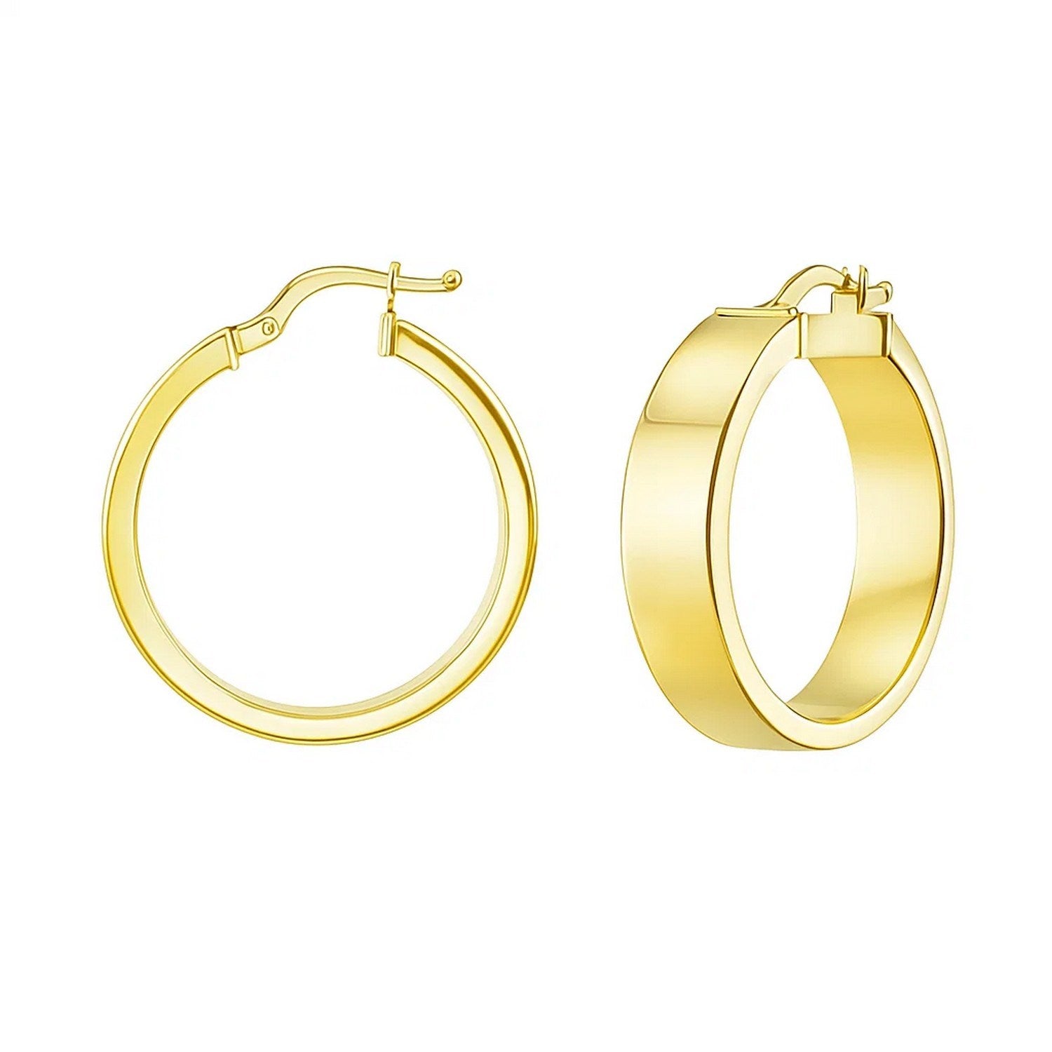 Medium Tube Shaped Hoop in 14K Yellow Gold