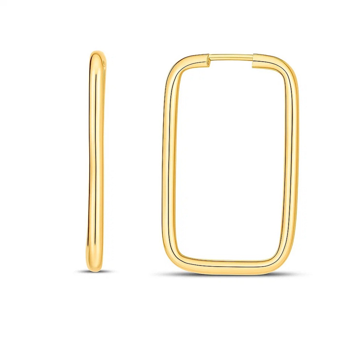 Endless Rectangle Hoops in 14K Yellow Gold