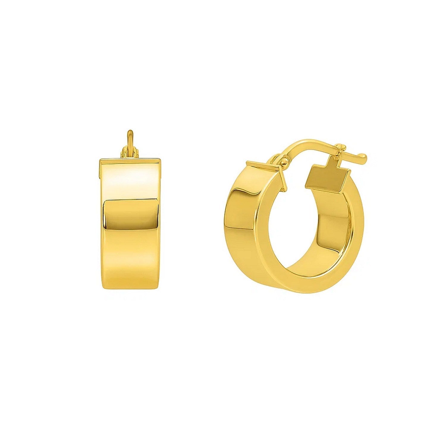 Small Tube Shaped Hoop in 14K Yellow Gold