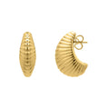 Puffy Graduated Ribbed Shell Hoop in 14K Yellow Gold