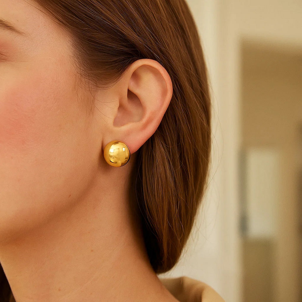 Puffed Up Button Stud in 14K Yellow Gold