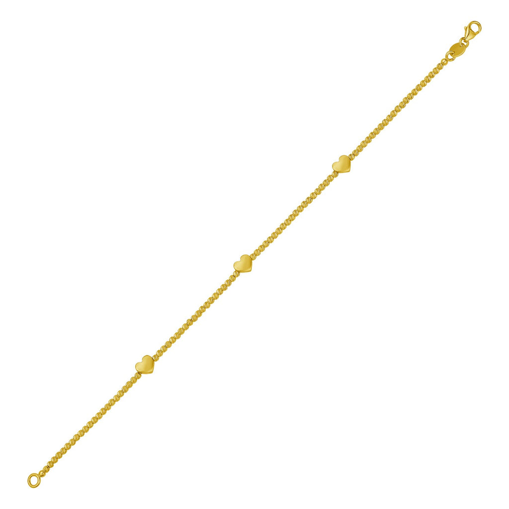Heart Station Bead in 14KT Yellow Gold