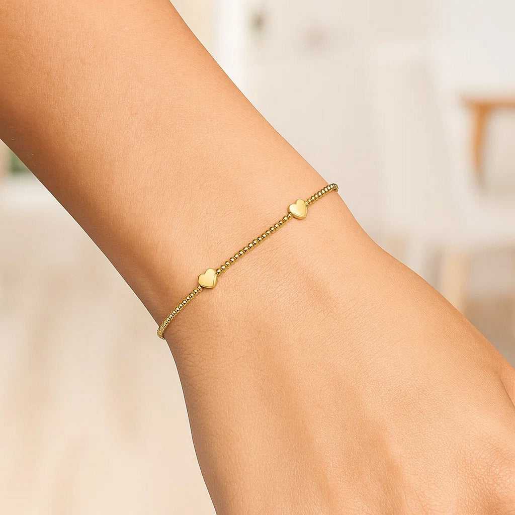 Heart Station Bead in 14KT Yellow Gold