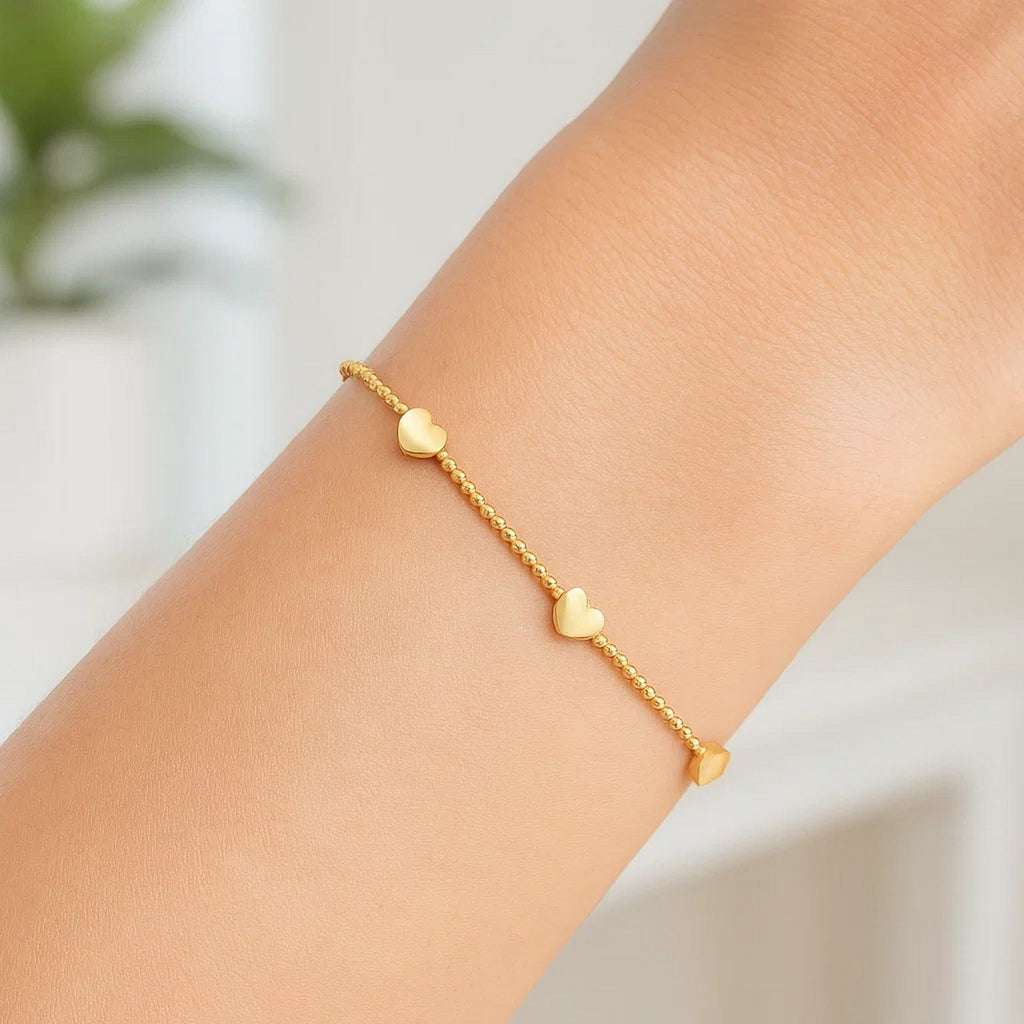 Heart Station Bead in 14KT Yellow Gold