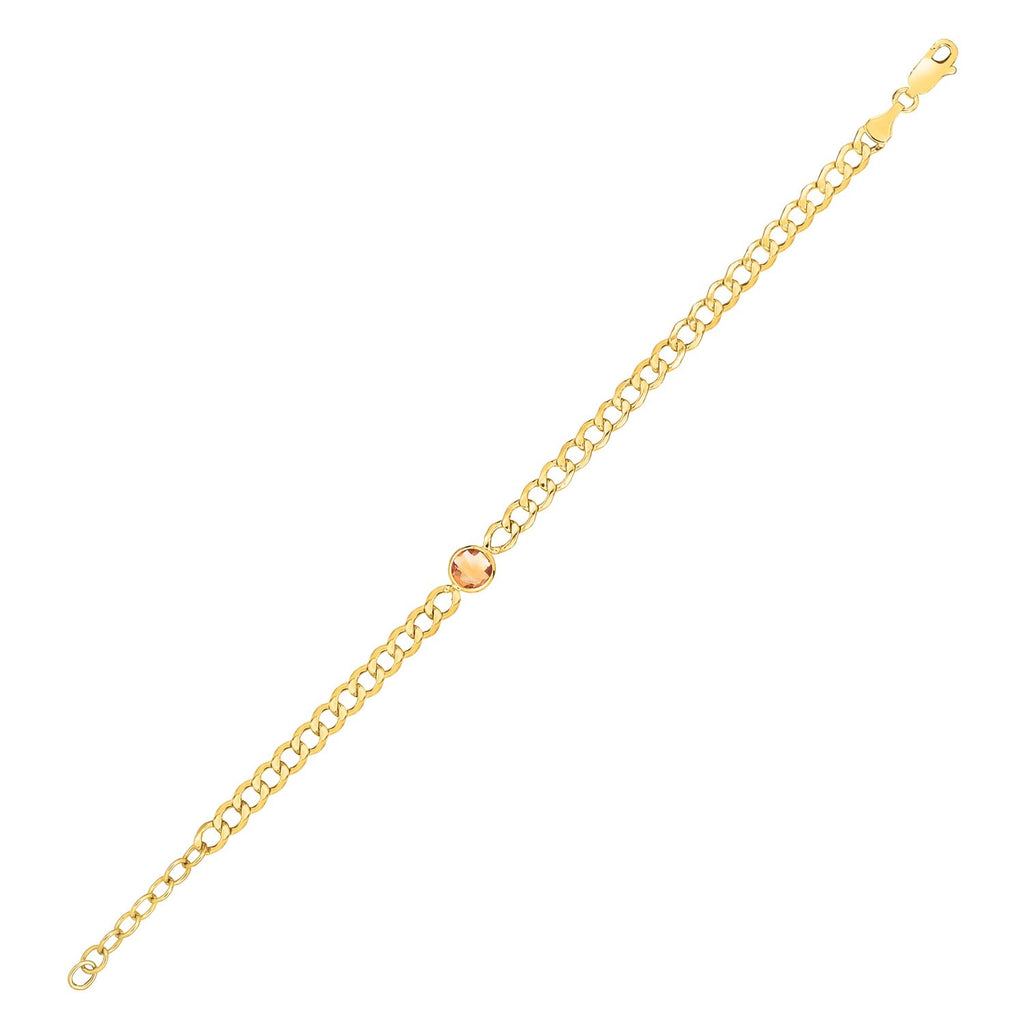 Citrine Curb Chain in 14KT Yellow Gold
