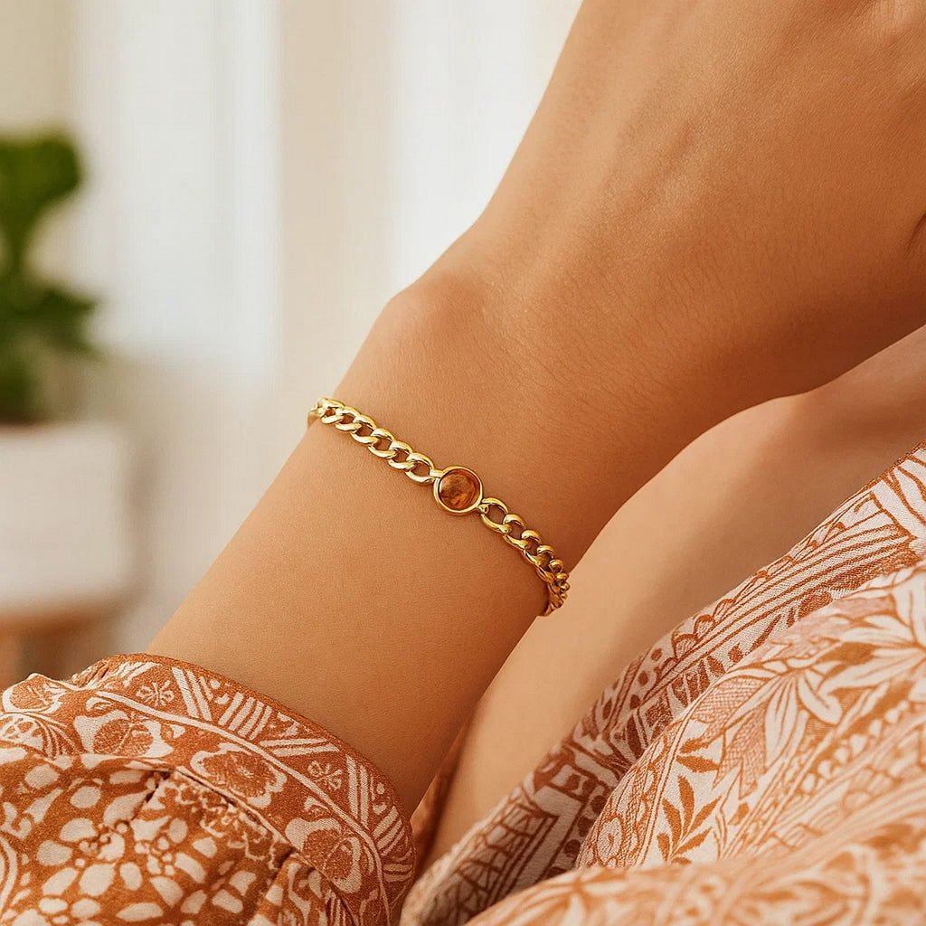 Citrine Curb Chain in 14KT Yellow Gold
