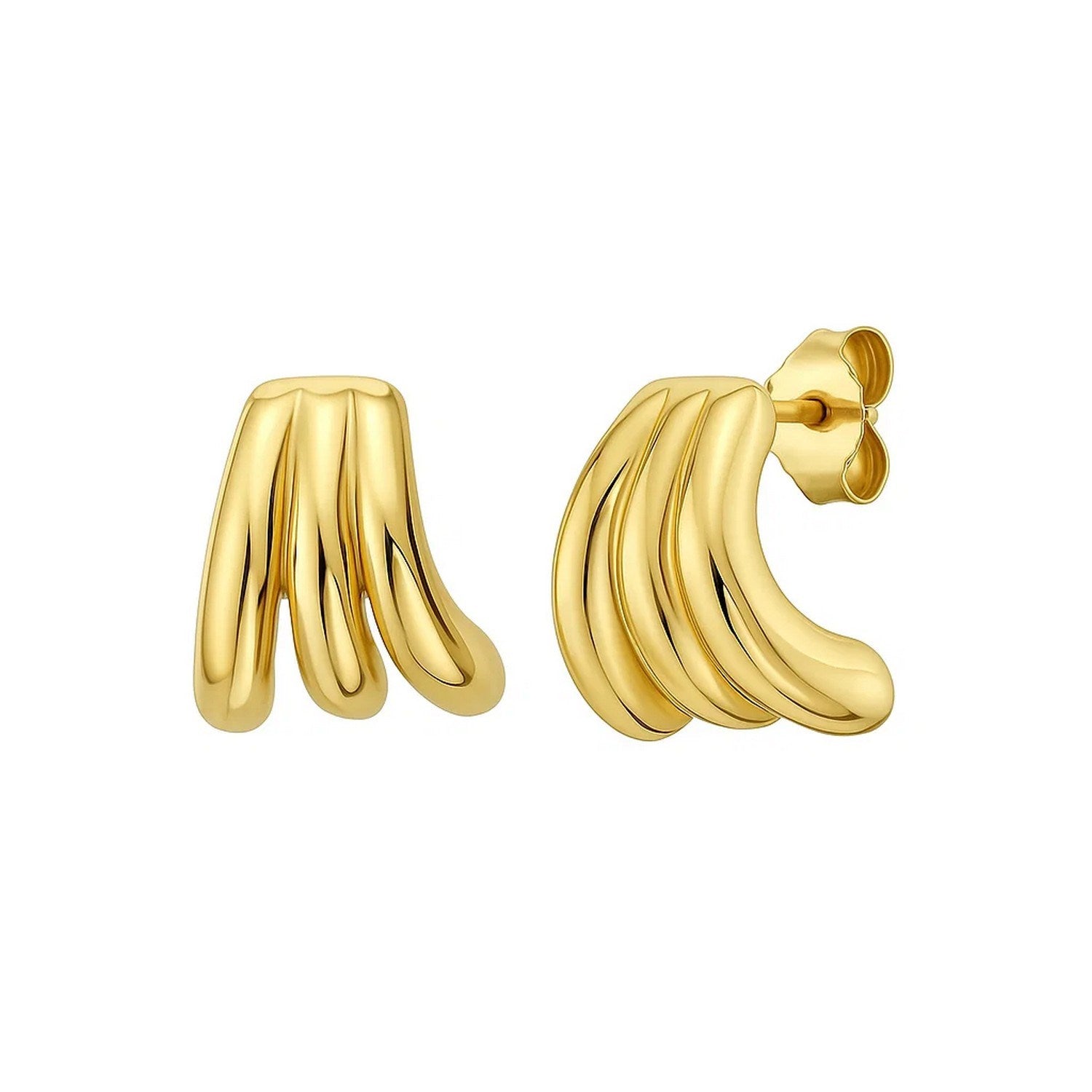Triple Row Splayed Hoop in 14K Yellow Gold