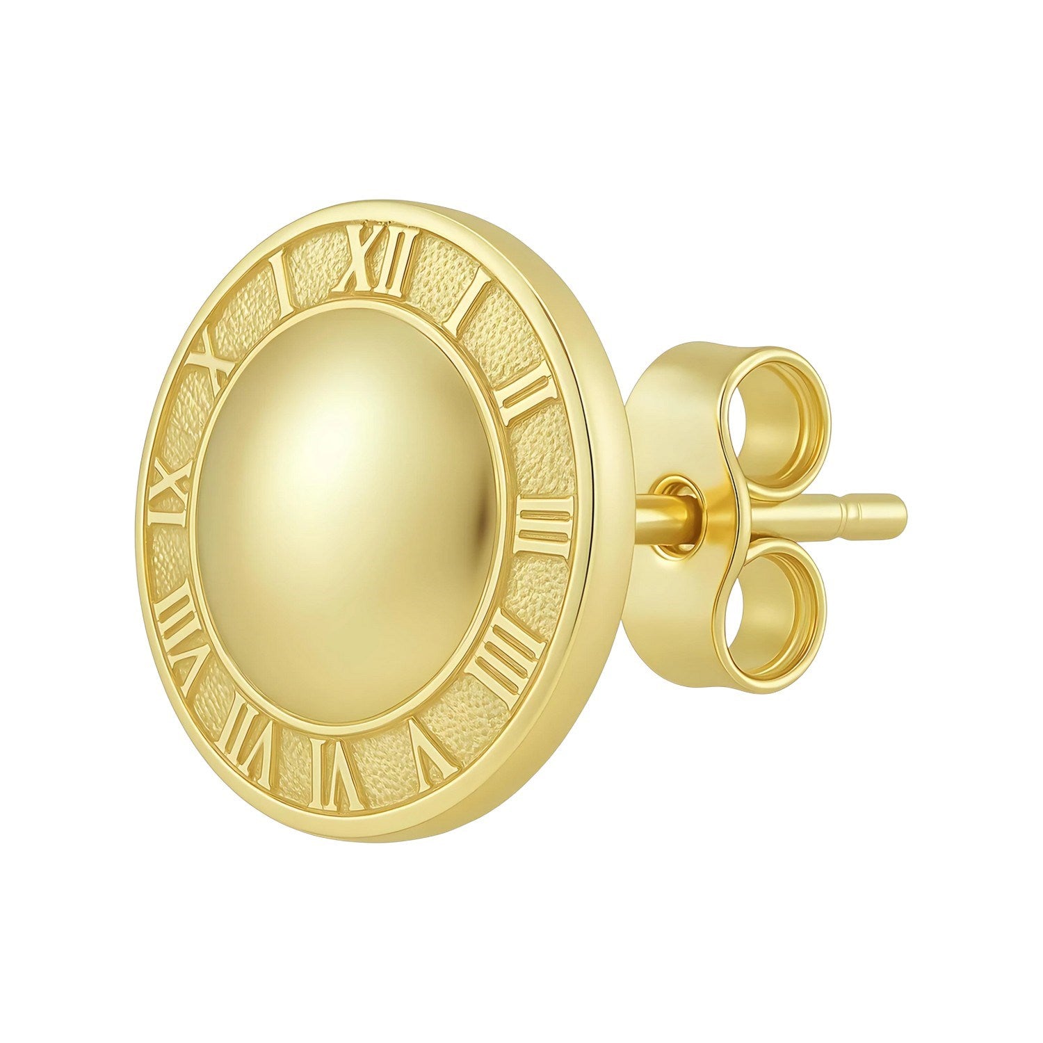 Roman Numeral Button Stud in 14K Yellow Gold