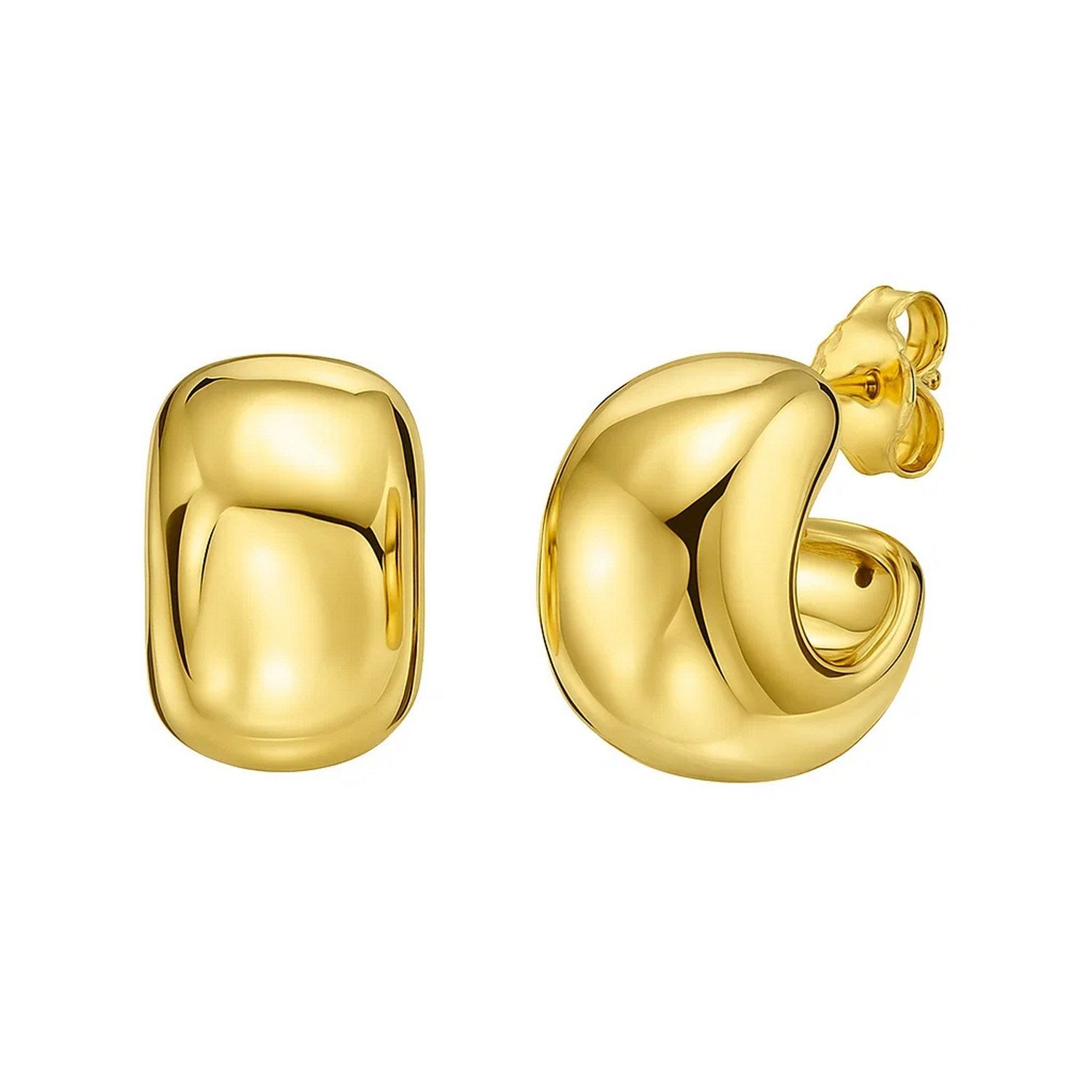 Polished C Hoop Huggie in 14K Yellow Gold