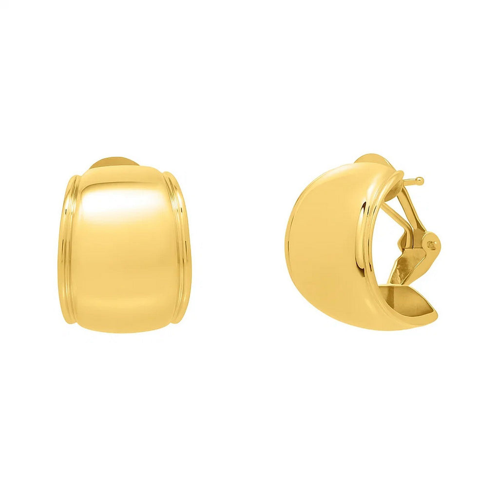 Omega Mixed Media Hoop in 14K Yellow Gold