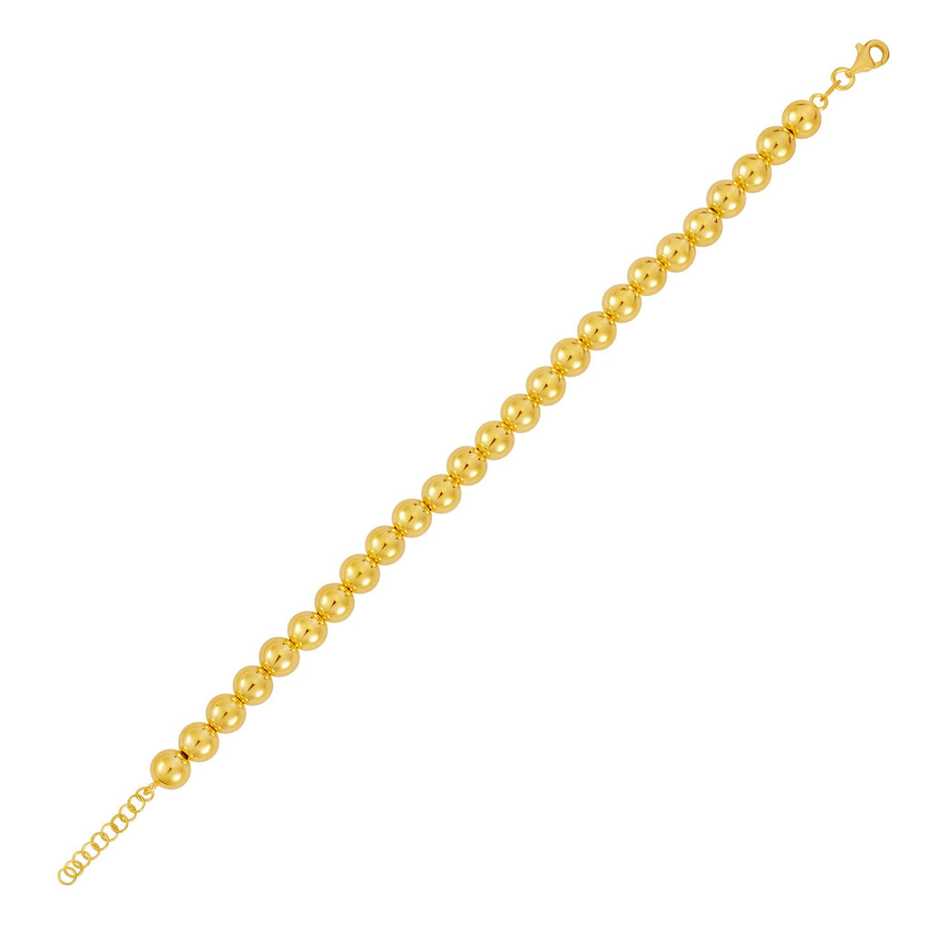 Polished 7mm Bead in 14KT Yellow Gold