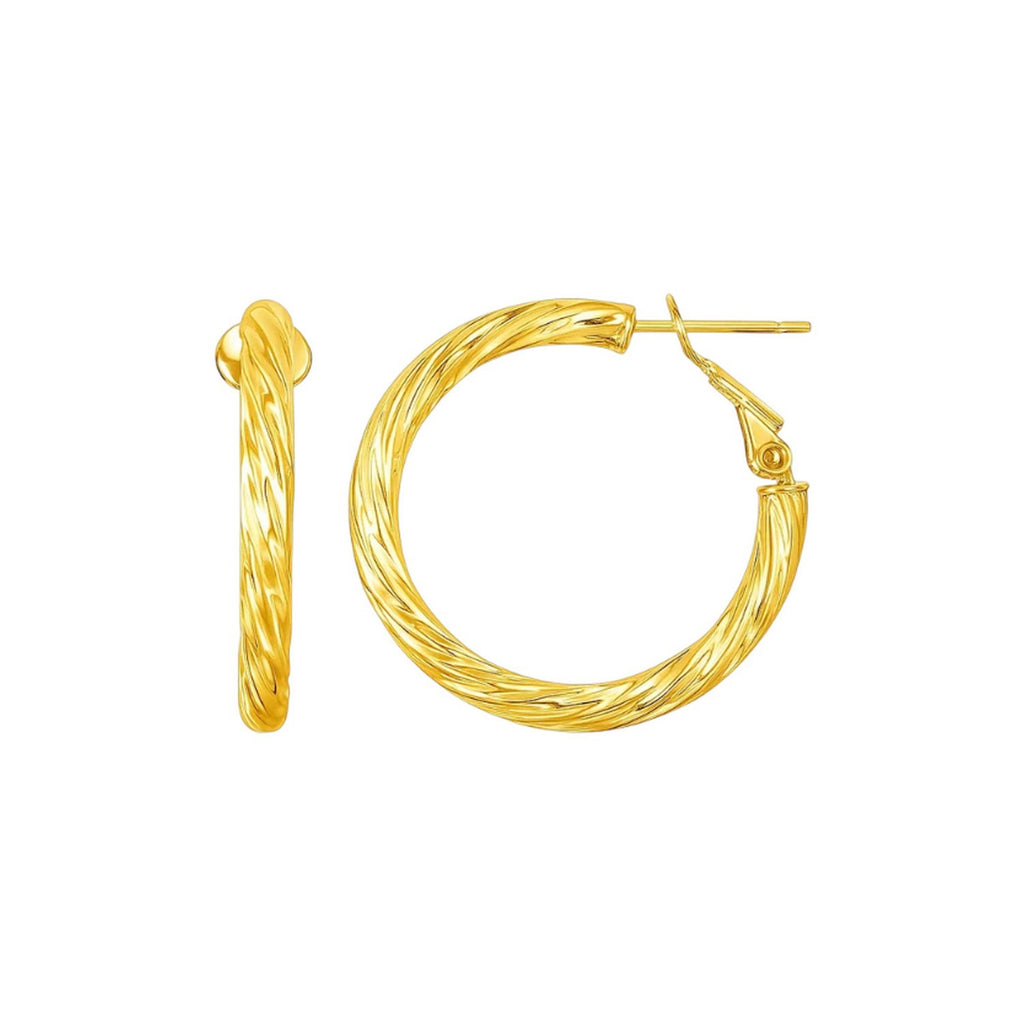 Petite Twisted Round Hoop in 14K Yellow Gold