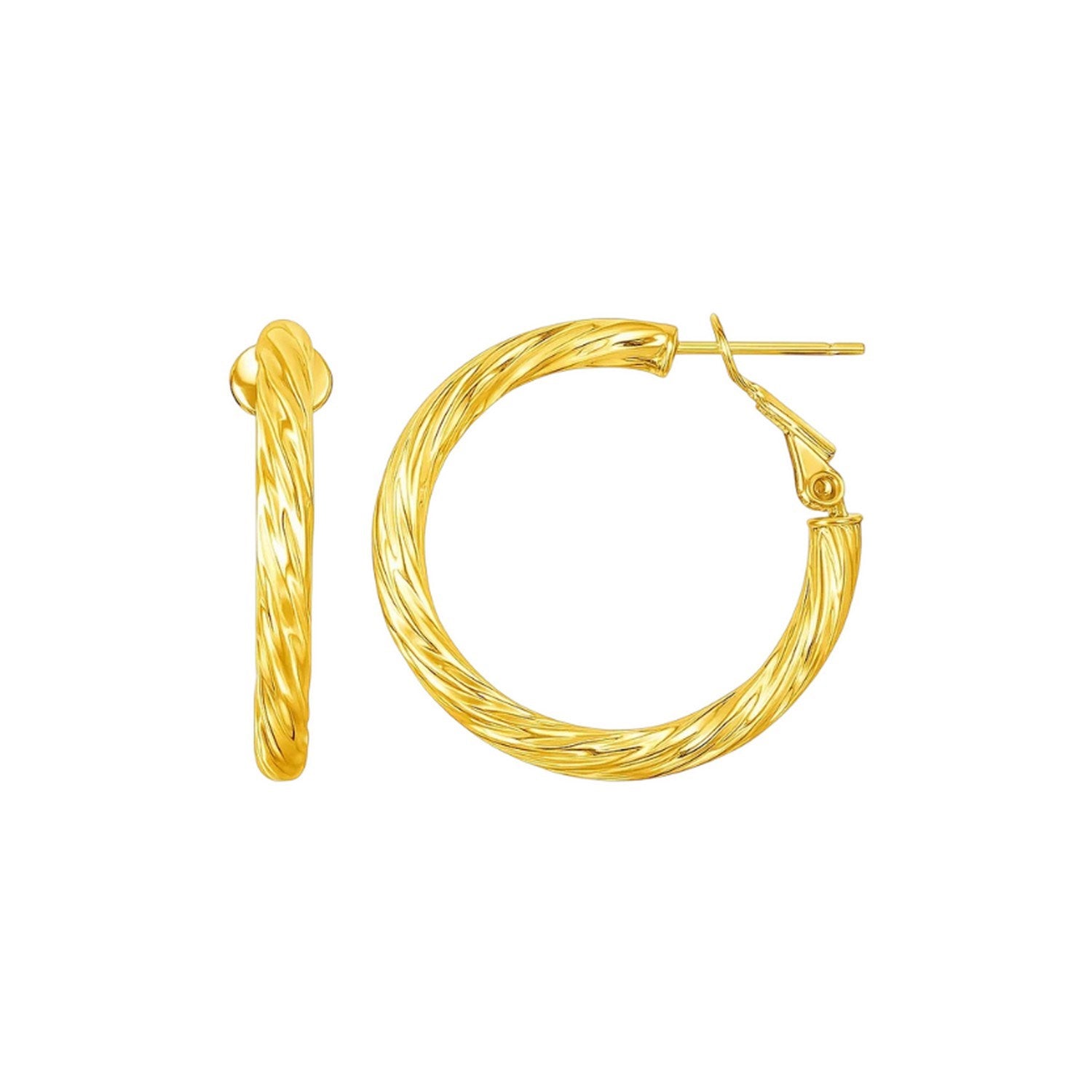 Petite Twisted Round Hoop in 14K Yellow Gold